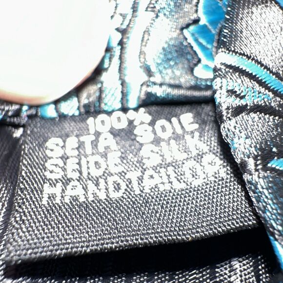 New DiBanGu Tie (58L 3W) Silk Necktie. Black Teal Men’s Paisley Print - Picture 4 of 7